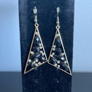 Triangular shape dangly earrings gold tone